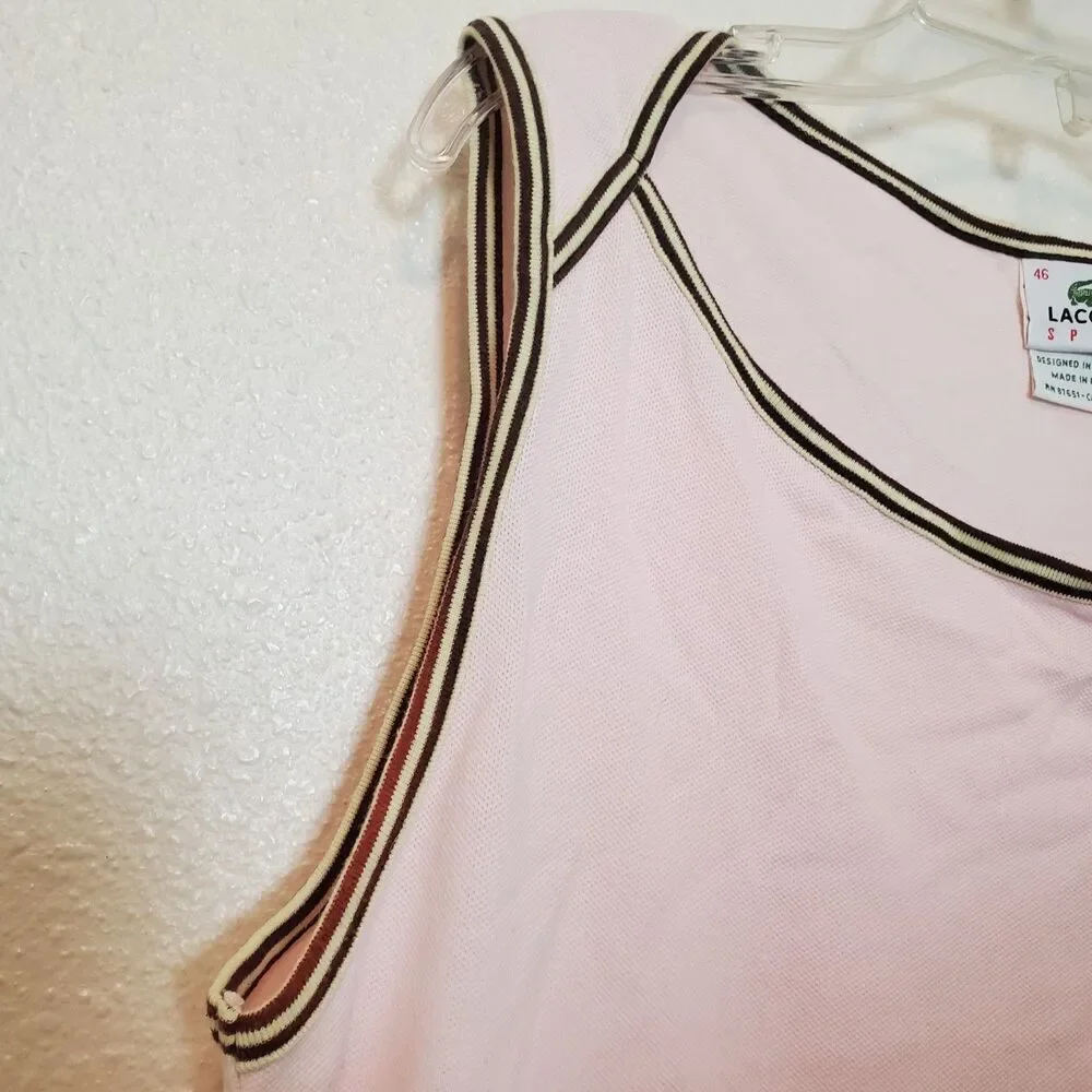 Lacoste Sport Tennis Dress Boat Neck Sleeveless Pink‎ Womens Sz 46 US XL